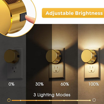 L LOHAS LED Night Lights Plug into Wall, Plug in Night Light with Dusk to Dawn Sensor,Brightness Adjustable,3000K Warm White,Dimmable Gold Nightlight for Adults Hallway Bathroom