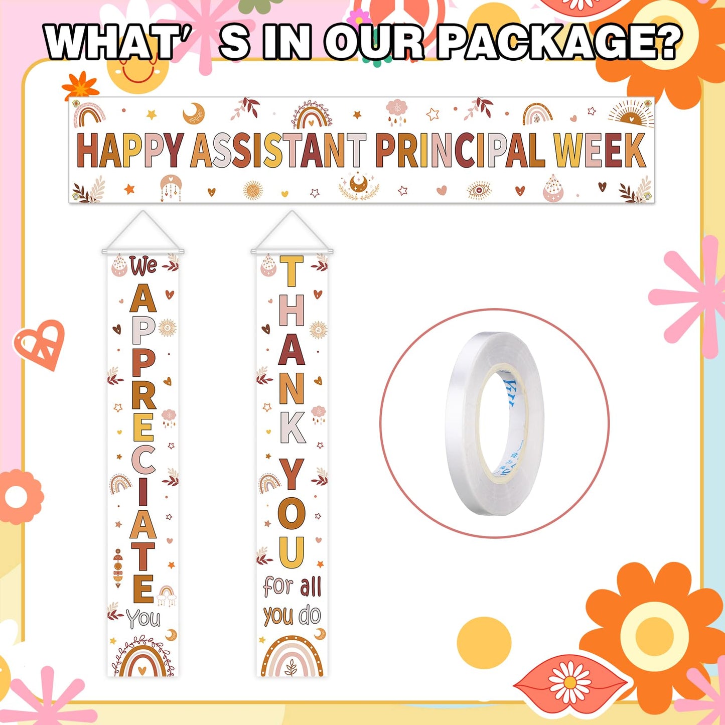 Fanfanwin 3 Pcs Happy Assistant Principal Week Banner Set Principal Appreciation Sign Banner We Appreciate Thank You Party Supplies Decorations for Men Women Education Workers