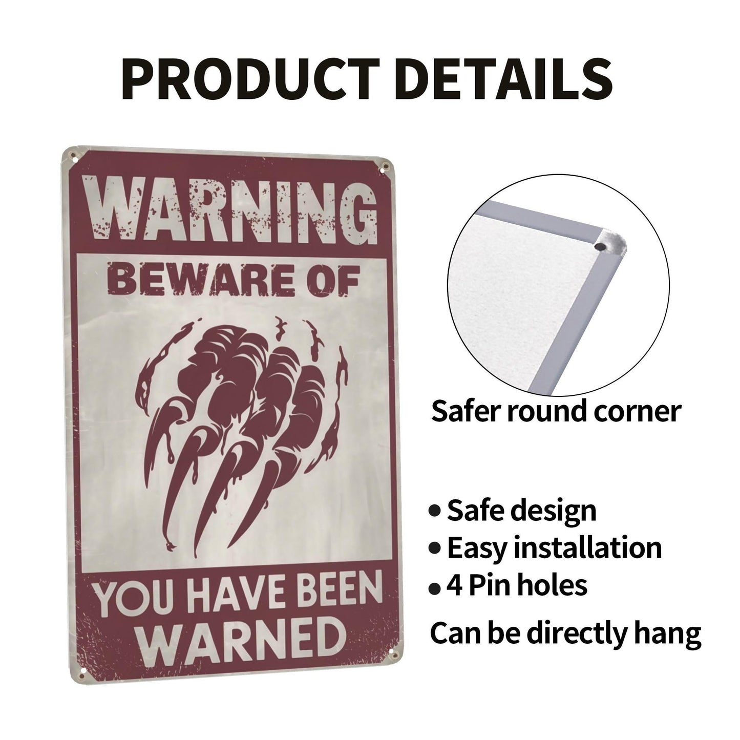 8x12 Inch Metal Sign Halloween Warning Beware You Have Been Warned Retro Wall Decor For Front Entry Porch Hallway Garage Party Room And Halloween Wall Display Spaces