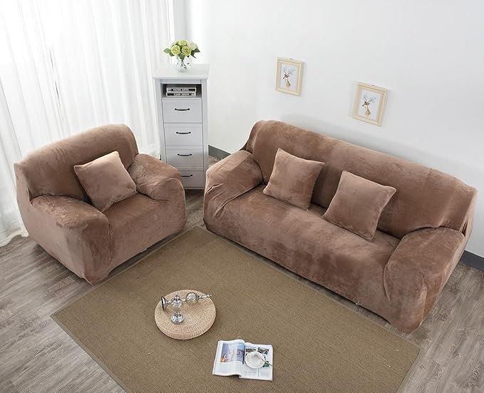 vctops 1-Piece Velvet Plush Stretch Chair Sofa Slipcover Soft Fuzzy Fluffy