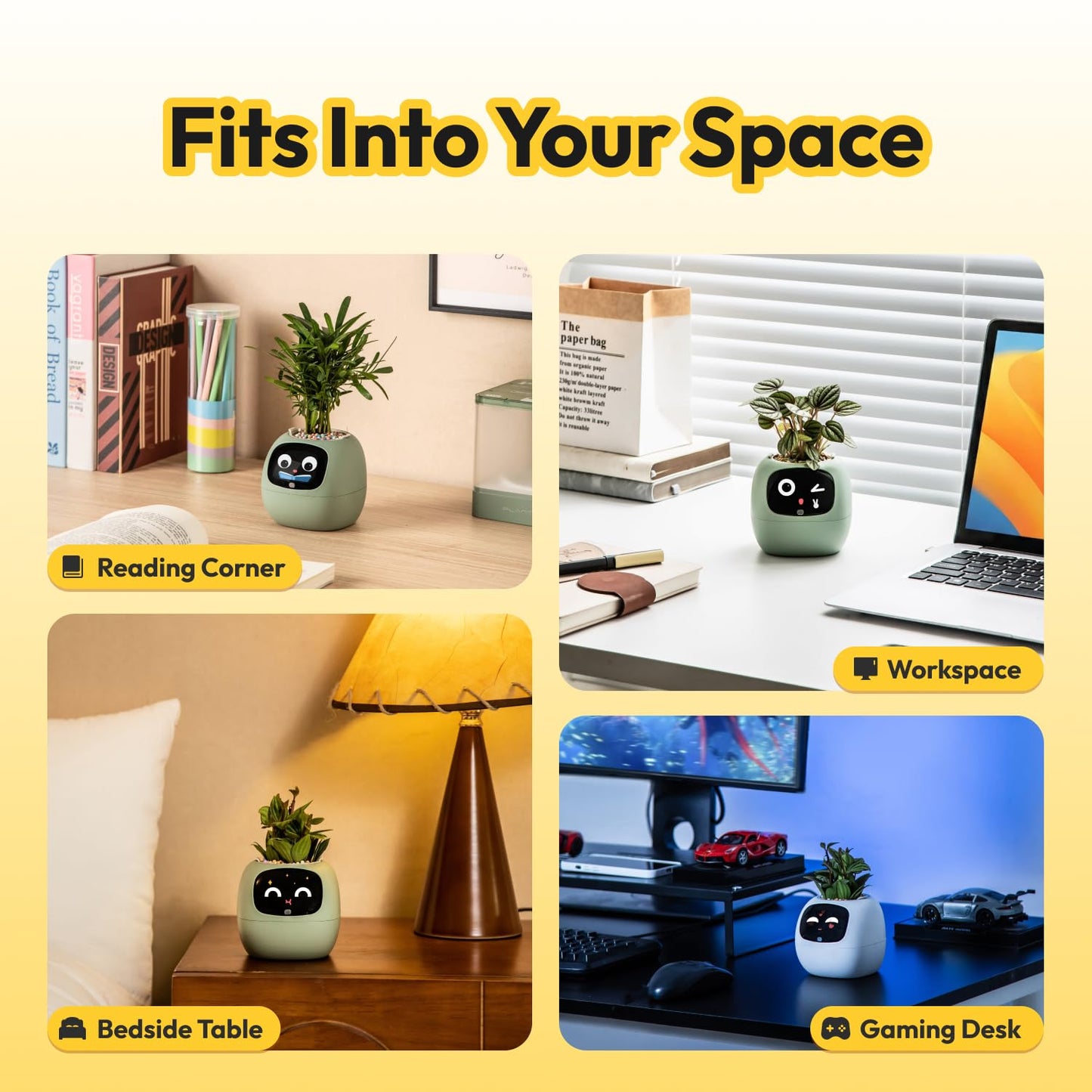 PLANTSIO Ivy Interactive AI Desk Companion, Smart Plant Pet with 100+ Expressions, Cute Indoor Planter for Office Decor, Unique Gift for Plant Lovers & Coworkers(Violet)