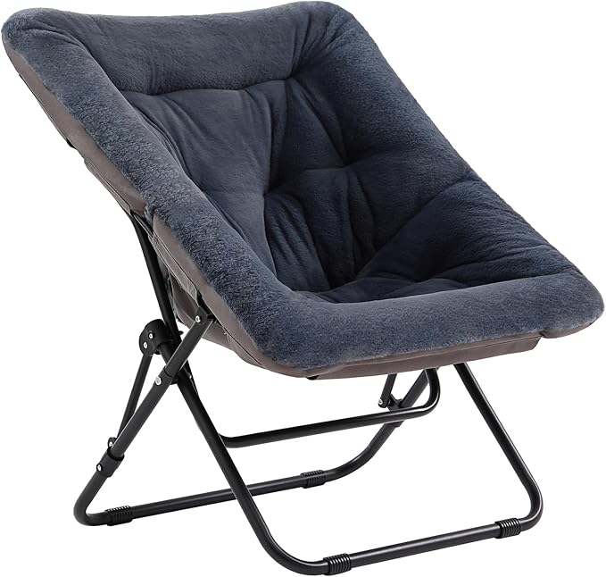 Tiita Comfy Folded Chair, Soft Faux Fur Oversized Folding Accent Chair