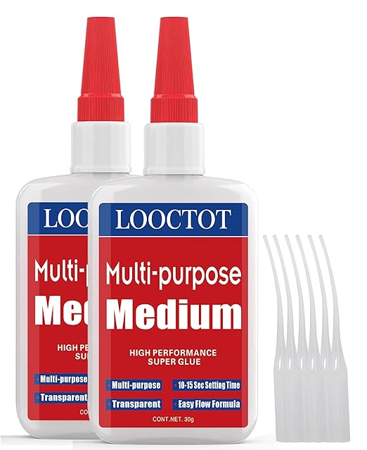 LOOCTOT 60g Medium CA Glue Premium Adhesive. All Purpose, Quick Drying Super