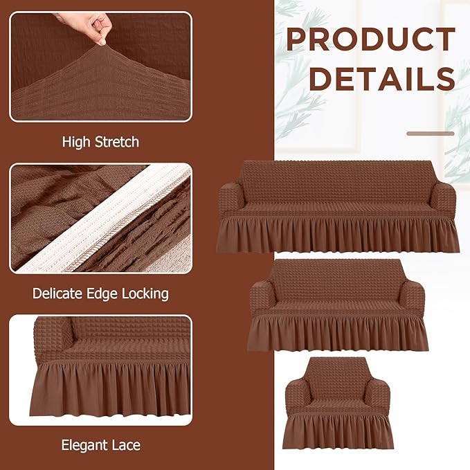 Fanfanwin 3 Pcs Sofa Slipcover Set