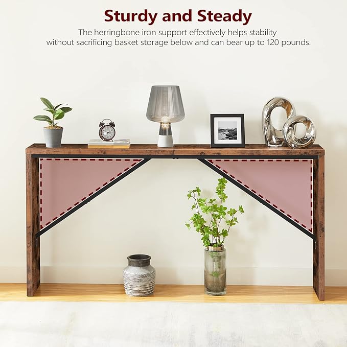 MAHANCRIS Console Table, 62.2" Long Sofa Table Behind Couch, Narrow Entryway