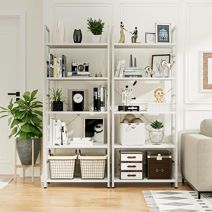 NUMENN 5 Tier Bookshelf, Tall Bookcase Shelf Storage Organizer, Modern Book