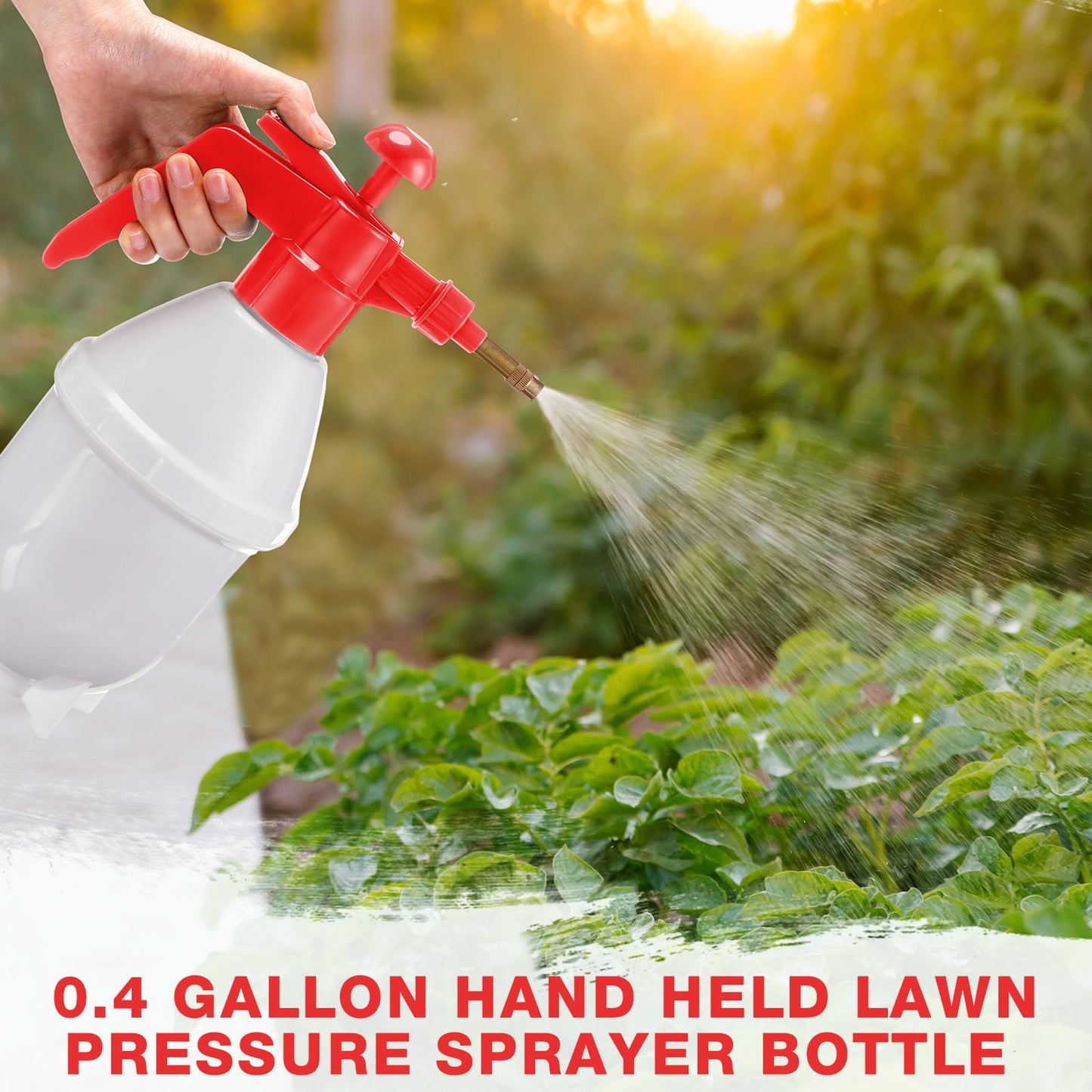 Ziliny 2 Pcs50 oz Handheld Pump Spray Bottle Garden Mister Spray Bottles Lawn Pressure Hand Pump Sprayer with Adjustable Nozzle for Chemicals Watering Weeds Plants and Cleaning (Red)