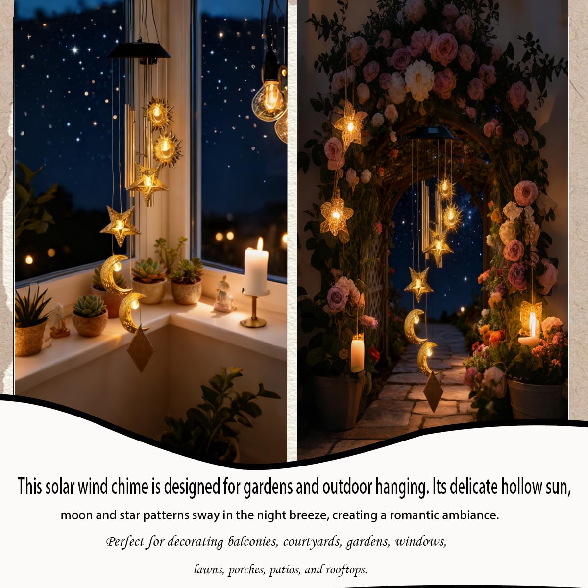 Leemeexaa Solar Wind Chimes for Outside, Waterproof Halloween Wind Chimes with Auto Lights, Outdoor Decor for Garden, Porch,Patio Perfect for Home & Holiday Enthusiasts