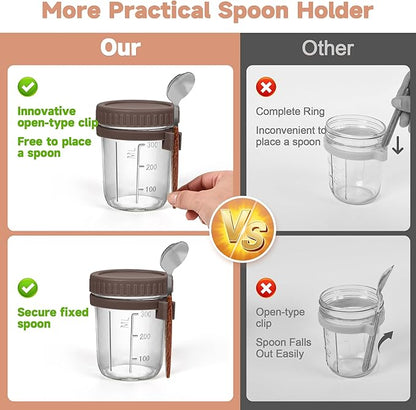 4Pack Overnight Oats Containers with Lids and Spoons,13oz Mason Overnight Oats Jars for Yogurt,Jars for Overnight Oats,Chia Pudding Jars with Lids