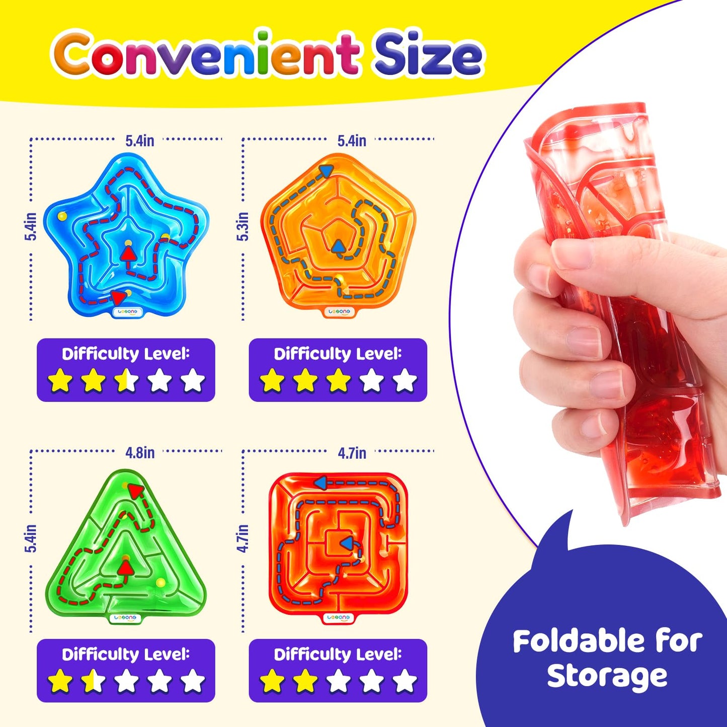LESONG Sensory Fidget Toys for Kids: 4 Pack Squishy Gel-Filled Fidget Maze for Special Needs - Calming Sensory Toys for Autism ADHD Classroom Prizes - Travel Games for Boys Girls Car Road Trips