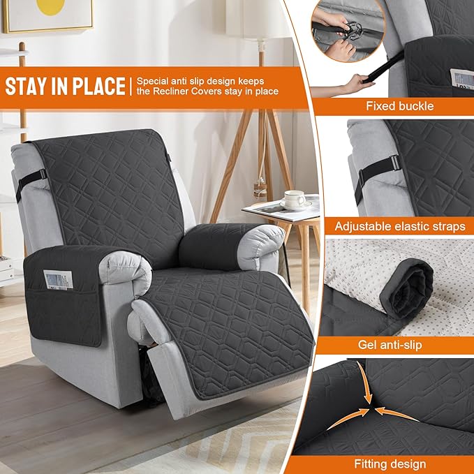 VANSOFY 100% Waterproof Recliner Chair Covers, Recliner Cover Non-Slip Dog