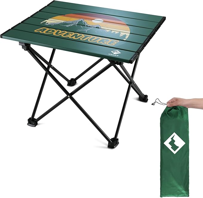 VILLEY Portable Camping Side Table, Ultralight Aluminum Folding Table