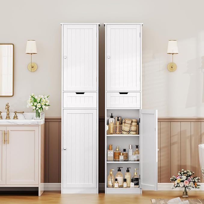 Iwell 67" Tall Bathroom Cabinet, Storage Cabinet