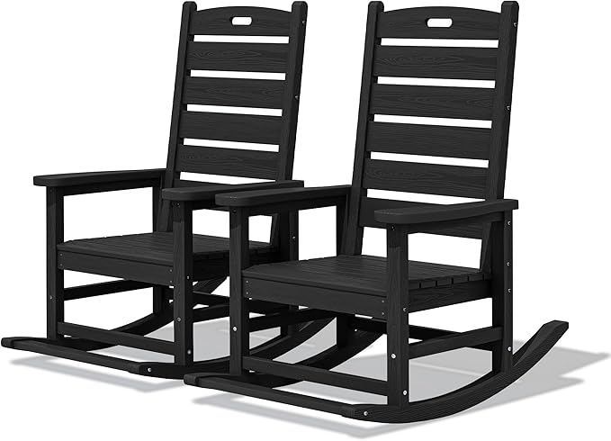 SERWALL Outdoor Rocking Chair Set of 2, Oversized Rocking Chair