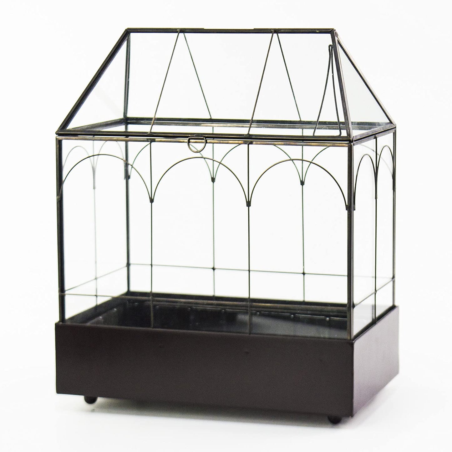 Large Tall Glass Plant Terrarium – House Succulent Terrarium Kit with Lip and Tray Glass Greenhouse Terrarium for Plant 9.5”X5.7”X11.4”