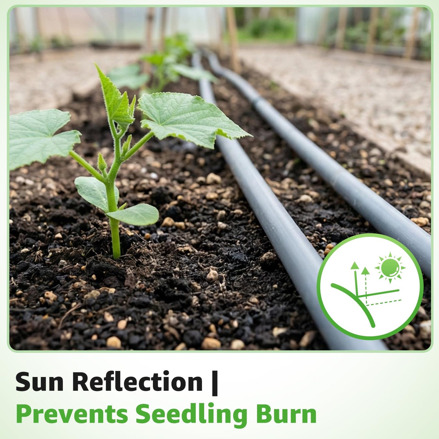 500FT 5/8" Drip Tape Irrigation, 16 Mil Heavy Duty with 6" Emitter Spacing, Silver Reflective Drip Tape Resistant to Pecking & Biting, Heat-Safe for Seedlings, Ideal for Garden Farm Greenhouse Patio