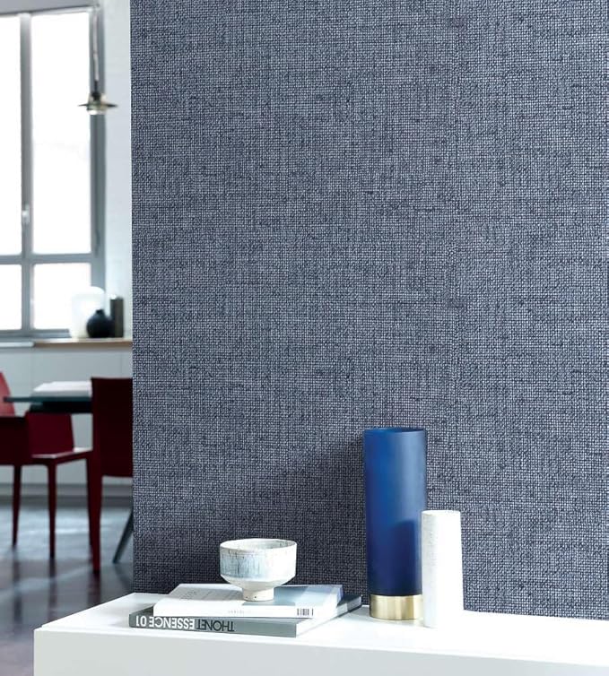 Blue Grasscloth Peel and Stick Wallpaper Textured Contact Paper 15.7in x