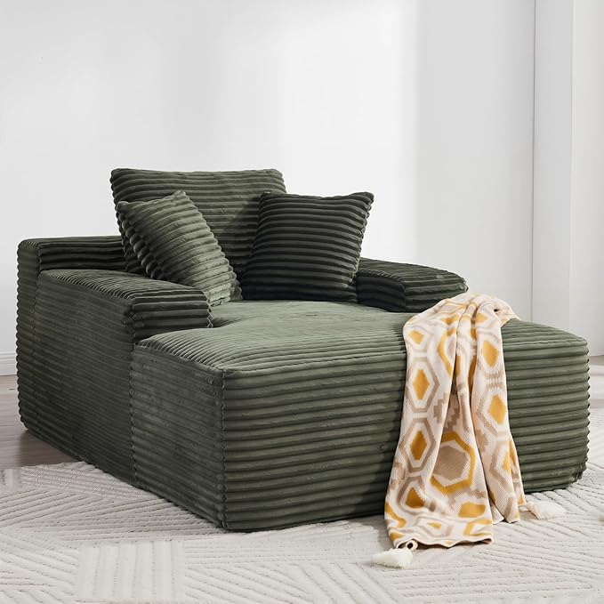 Oversized Boneless Chaise Sofa Bed, Corduroy Chaise Lounge Chair Indoor