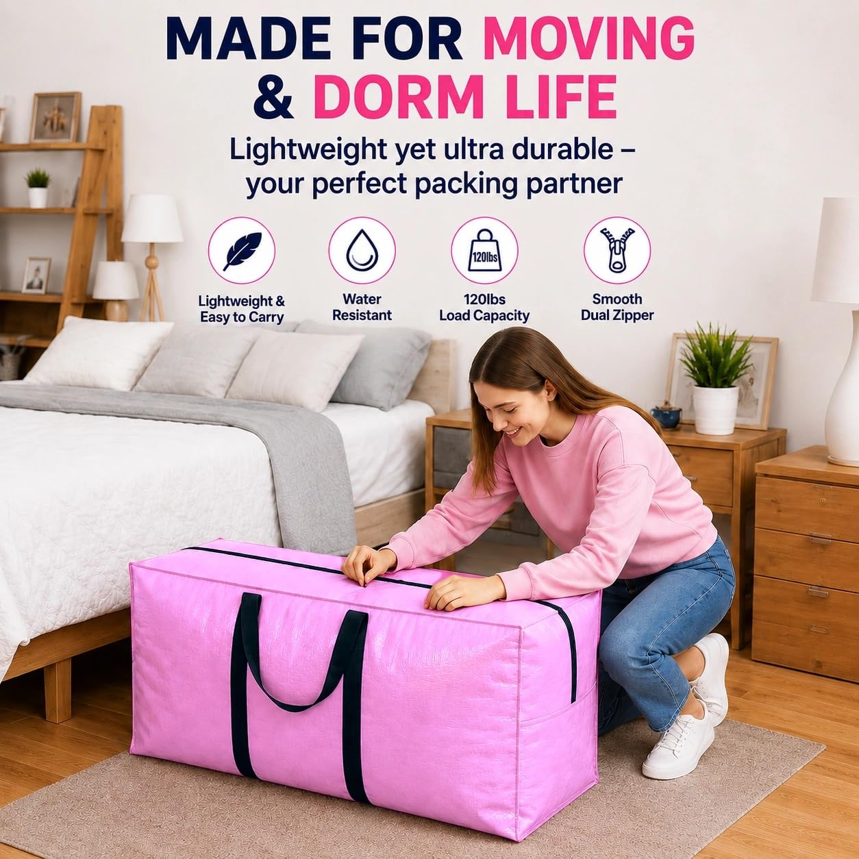 Extra Large Storage Bags, Jumbo Moving Tent Storage Bags, Foldable Big Black XXL Duffle Bag for Travel,Christmas Tree Bag, 42x23x13.5inch - 2PACK