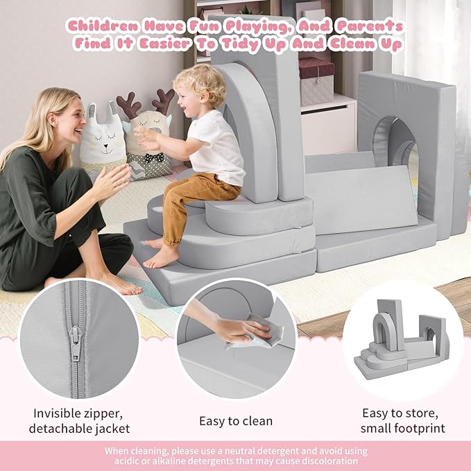 12 Pcs Modular Kids Play Couch, Toddler Couches That Fold Out, Plush Foam Chair