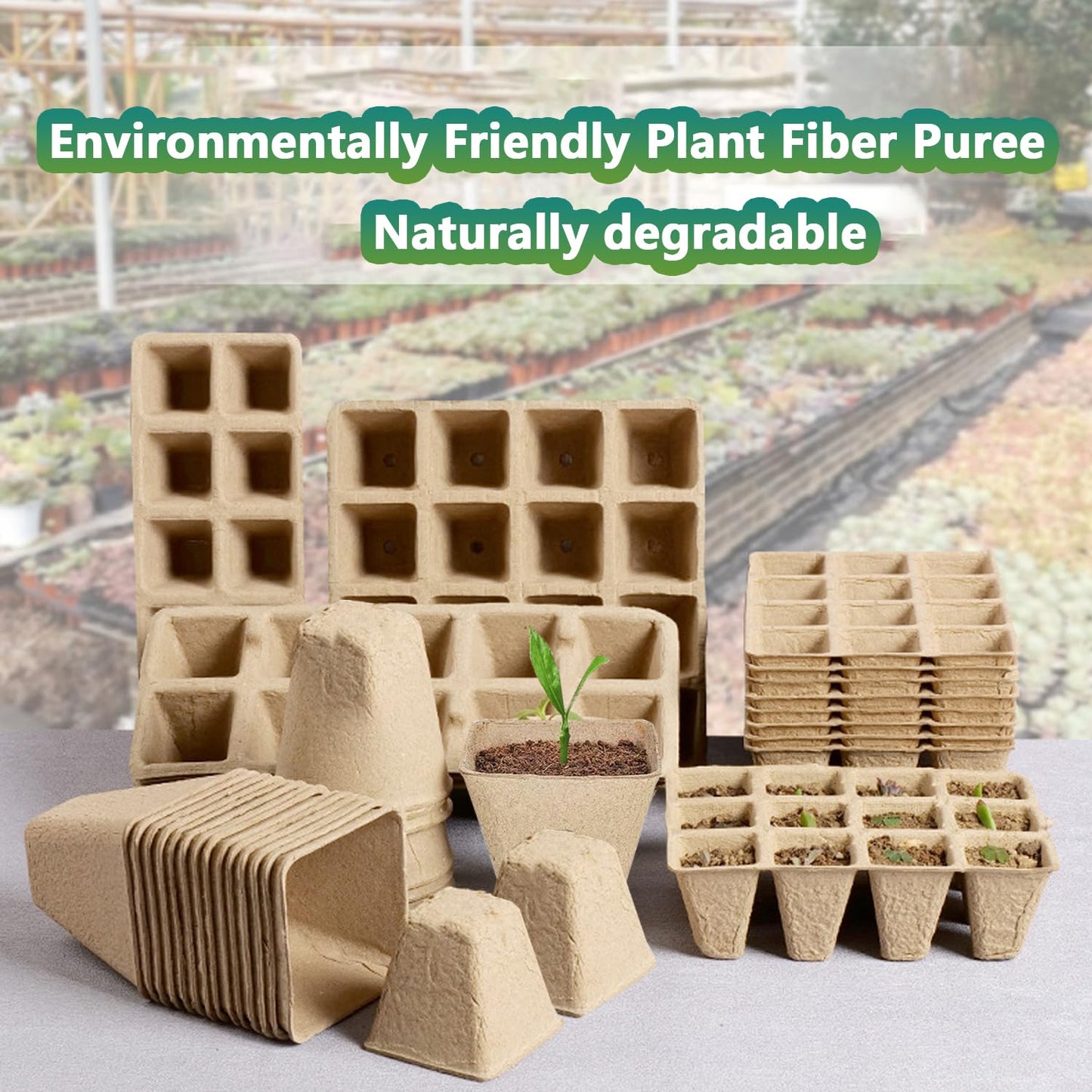 Doubleggs 240 Cells Seed Starter Tray, 20 Pack Biodegradable Peat Pots with 200 Labels, Plant Starter Kit for Seedlings