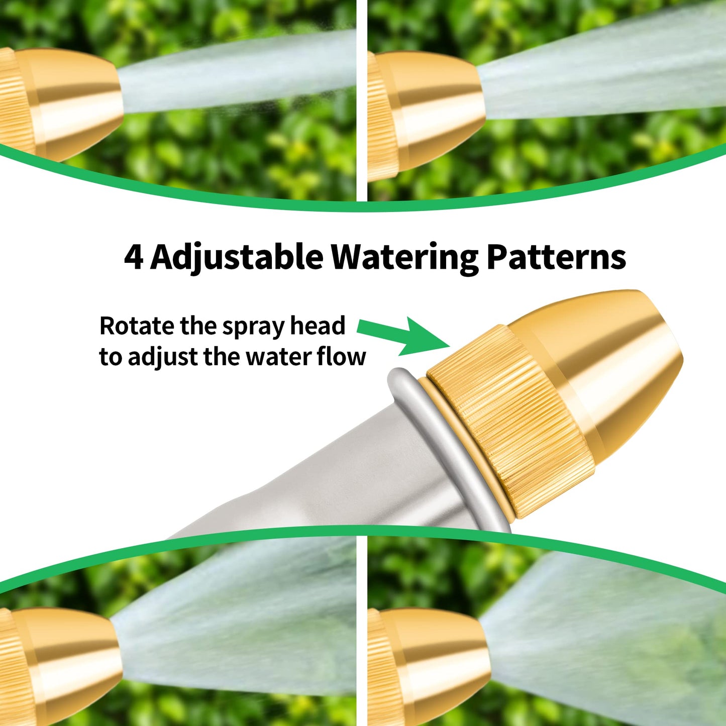 AUTOMAN Garden Hose Nozzle Sprayer - High Pressure 100% Metal Water Spray Nozzle With 4 Patterns - Heavy Duty for Watering Plants, Lawns, Washing Cars & Pets