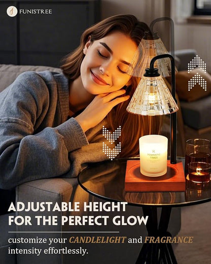 Funistree Vintage Candle Warmer Lamp with Timer Dimmer, Adjustable Height, Mothers Day Birthday Gifts for Women Mom, Valentines White Candle Lamp Warmer, Wax Warmer Lamp for Jar Candles with 2 Bulbs
