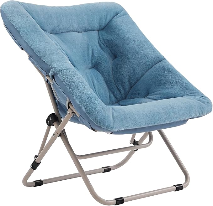 Tiita Comfy Saucer Chair, Soft Faux Fur Oversized Folding Accent Chair