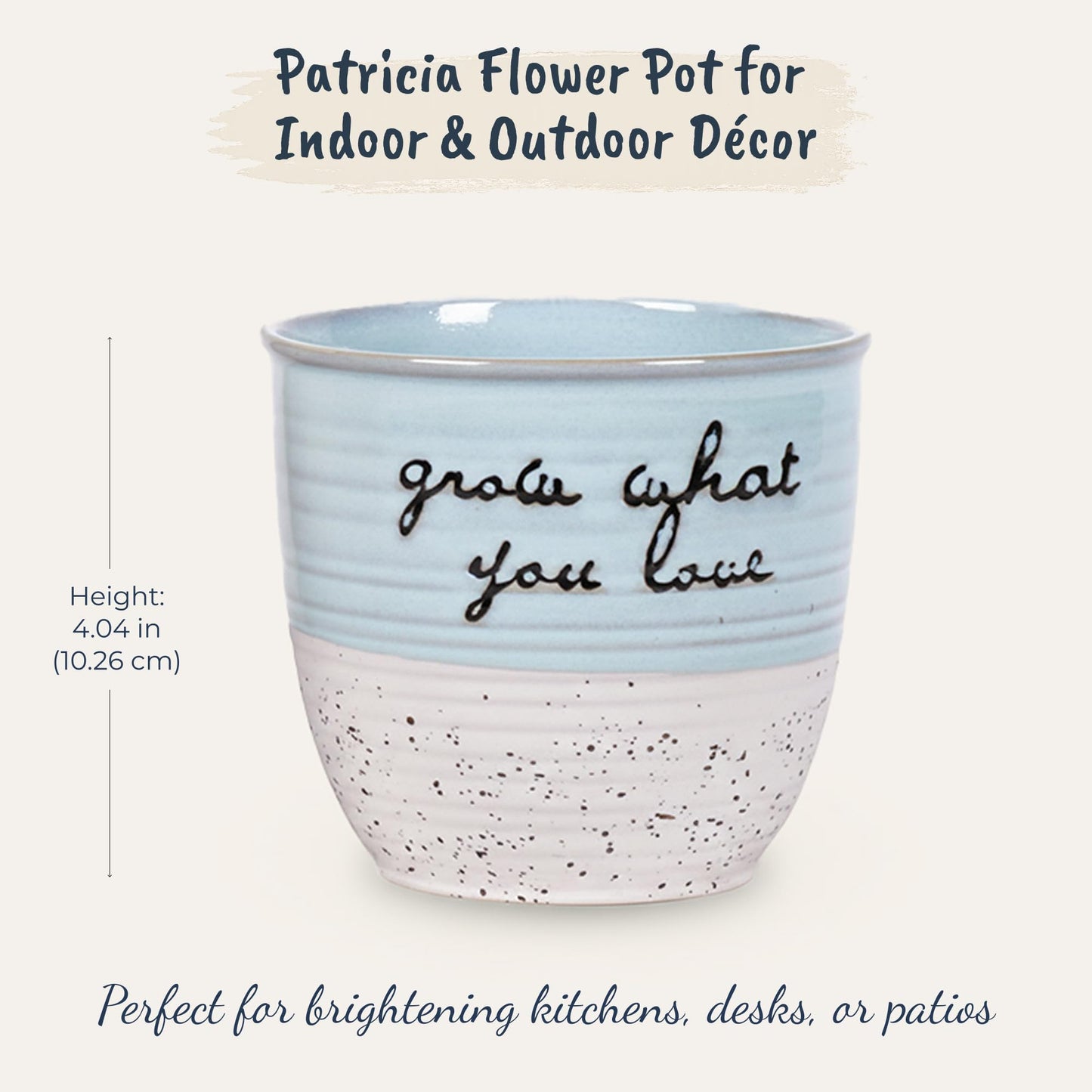Blue Sky Clayworks 5” Patricia Flower Pot, Ceramic, 6" x 6", “Grow What You Love” Pastel Duo