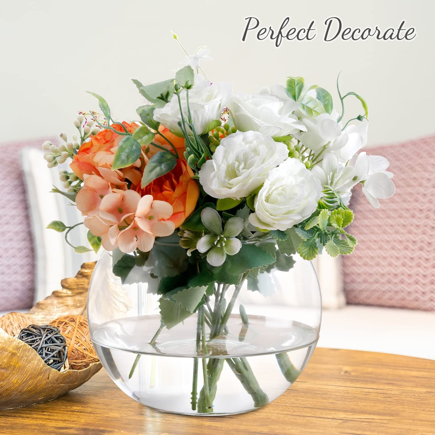Clear Bowl Glass Vase Bubble Glass Round Vase Clear Bubble Planter Terrarium Fish Bowl Vase for Wedding Event Home Decor Flowers Fish(6 Pcs,4.5 x 3.7 x 5.9 Inch)