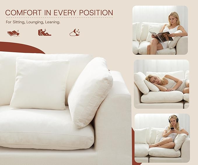 GRUSIGN 141'' Oversized Boneless Cloud Couch