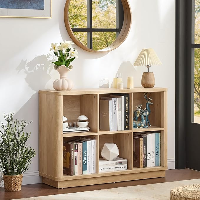 Joaxswe 6 Cube Storage Book Shelf, Floor Standing 2-Tier Wooden Bookshelf