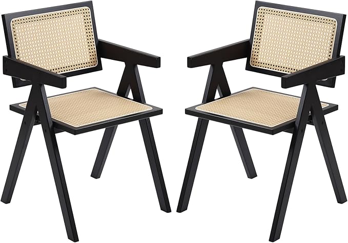 Furlide Rattan Dining Chairs Set of 2, Modern Mid Century Dining Chairs