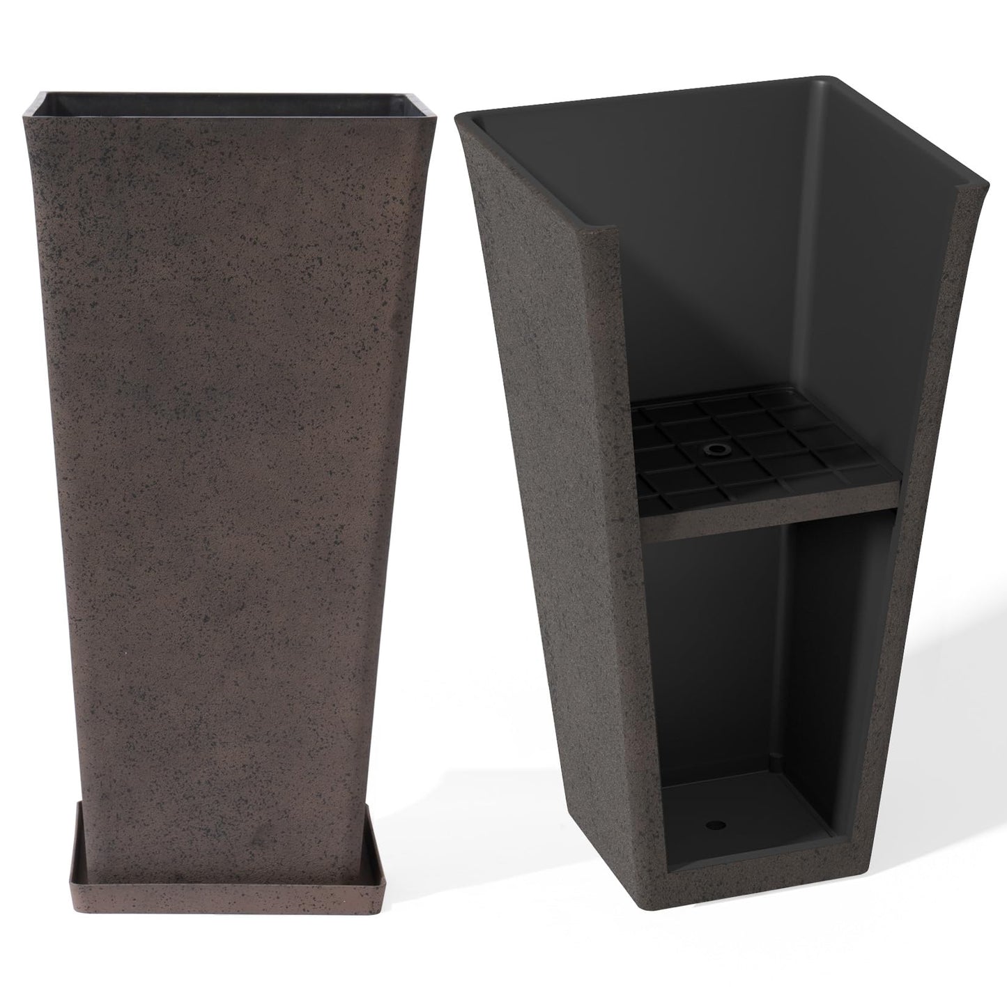 LA JOLIE MUSE 30 inch Tall Planters Set of 2, Indoor/Outdoor Rectangular Large V Shaped Taper Planters for Front Door
