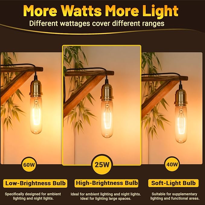 T10 Tubular Light Bulbs 25 Watt Incandescent Light Bulb, T10 Bulb, 120V 25W