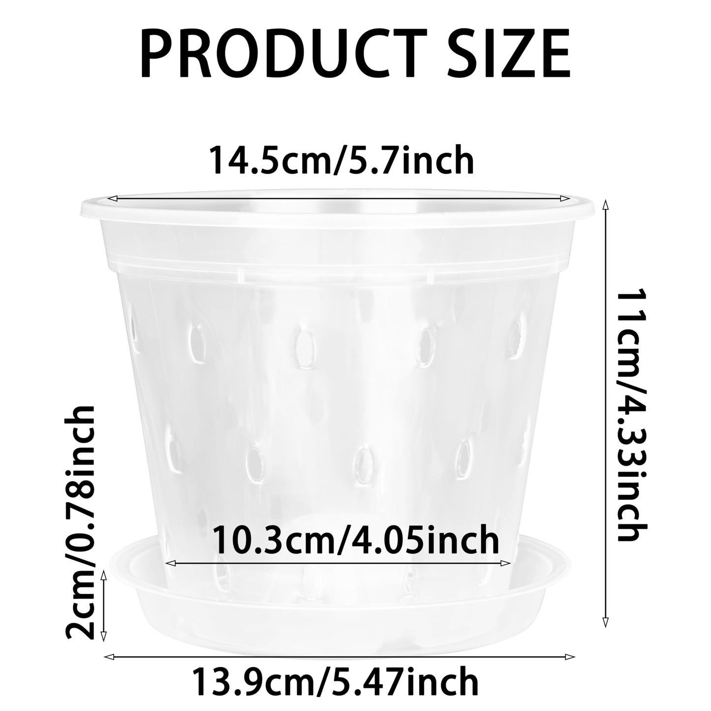AUGXIXI Orchid Pots, 5.7 Inch 10Pcs Clear Orchid Pots with Holes and Saucers, Plastic Plants Flower Nursery Orchids Drainage Indoor Planter for Planting Repotting