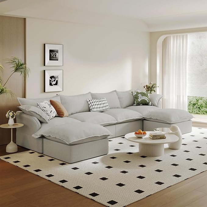 6 Seat U Shape Modular Sectional Couch Sofa