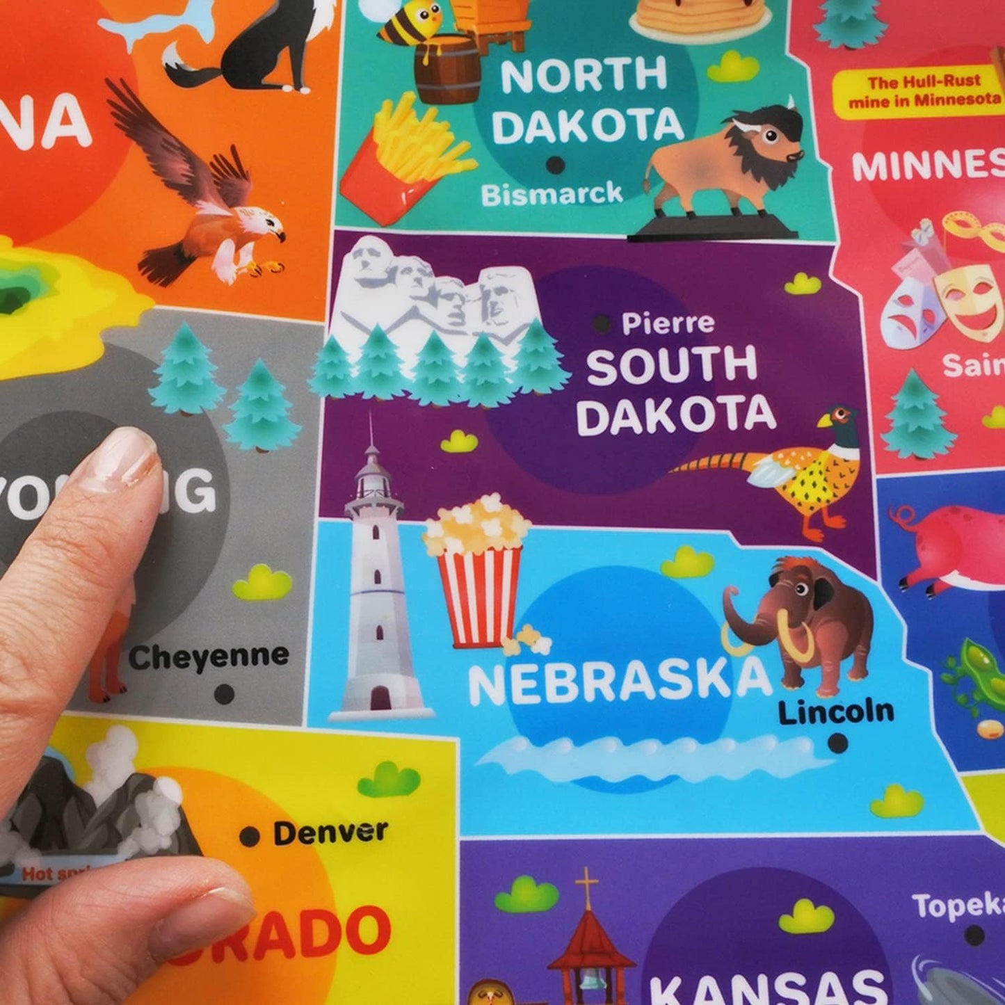 QUOKKA Educational Toys for Kids 5-7 Year Old - USA World Maps Puzzle Learning Wall Chart for Toddlers Age 3 4 6+ - Interactive Speech Therapy Poster Boy Girl - Autism Geography Puzzle Game 8-10-12