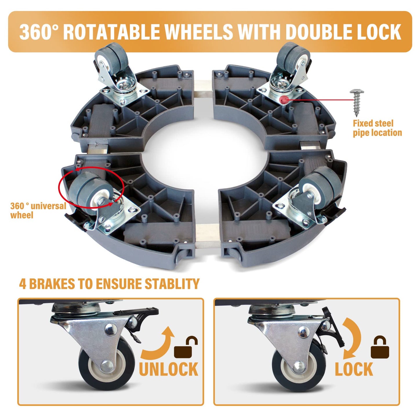 DOFIMATE 2 Pack Rolling Plant Stand with Wheels,15-21’’Adjustable Heavy Duty Plant Caddy with Wheels for Indoor Outdoor Planter Dolly Lockable