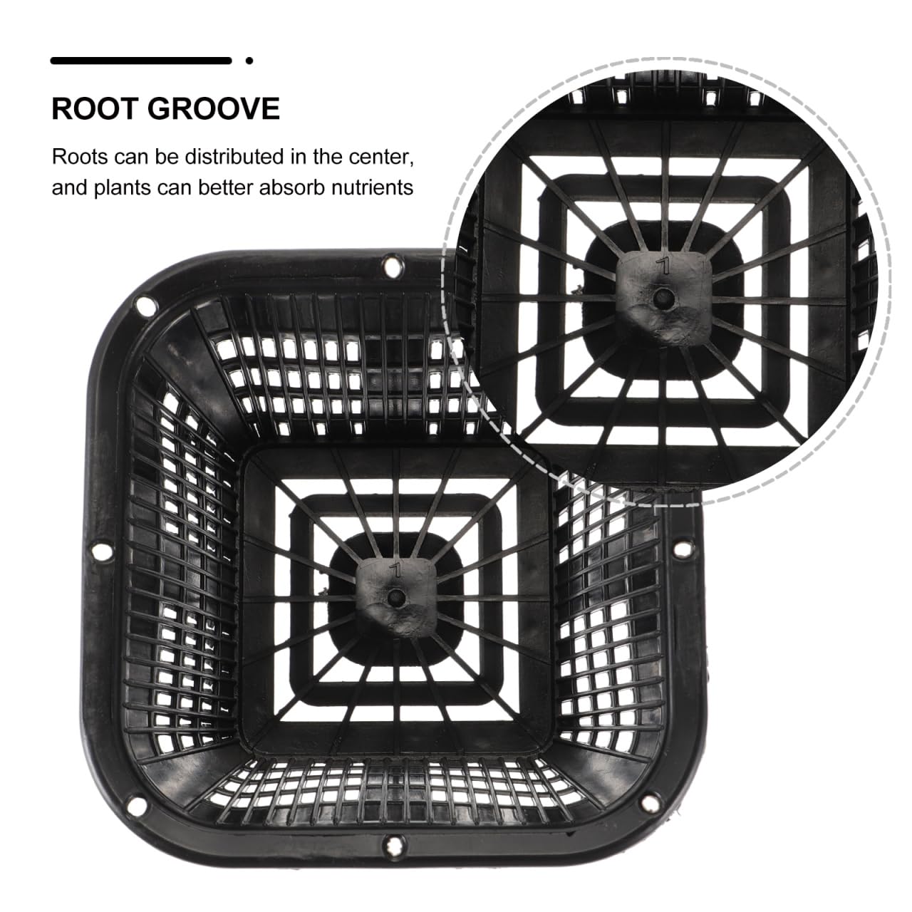 Yardwe Root Control Basin Square Net Pot 5.38 Inch Thickened Plastic Hydroponic Plant Basket for Root Growth and Water Cultivation