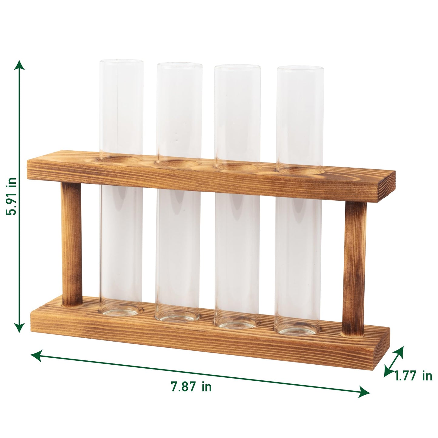 D'Eco Glass Plant Propagation Station (Set of 4 Tubes w Wooden Display) - Grow Hydroponics & Watch Them Grow Roots - Tabletop Vases for Spring Home & Office Decor for Plant Lovers