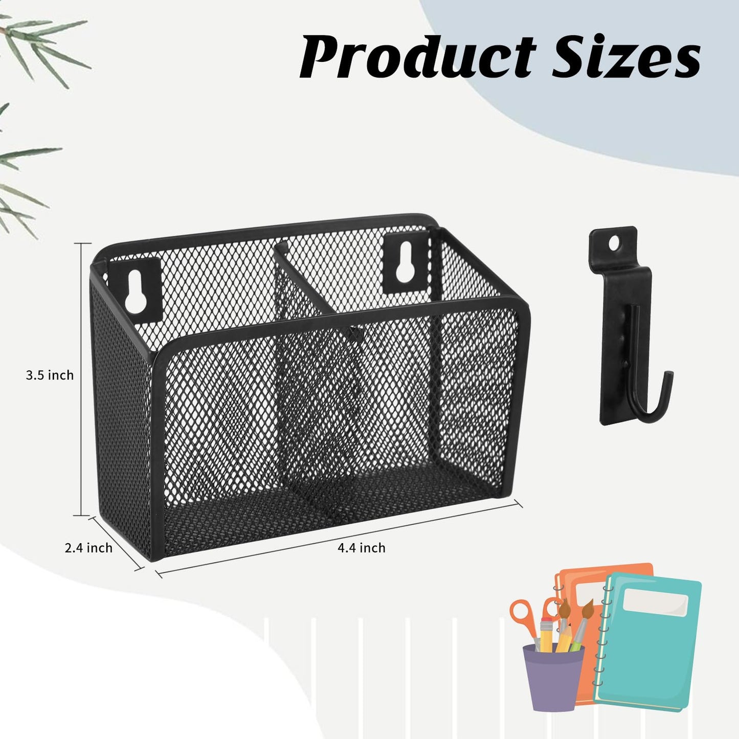 SMAODSGN Wall Hanging Pencil Holder With Slatwall J Hooks Slatwall Pencil Cup Wall Mounted Pen Holder Wall Marker Holder Metal Pencil Holder For Paintbrushes Pegboard Classroom Home