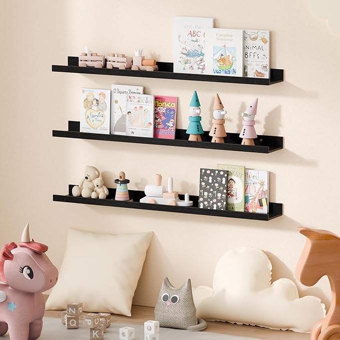 upsimples Floating Shelves for Wall, 35.5 Inch Shelves for Decor Storage Set of