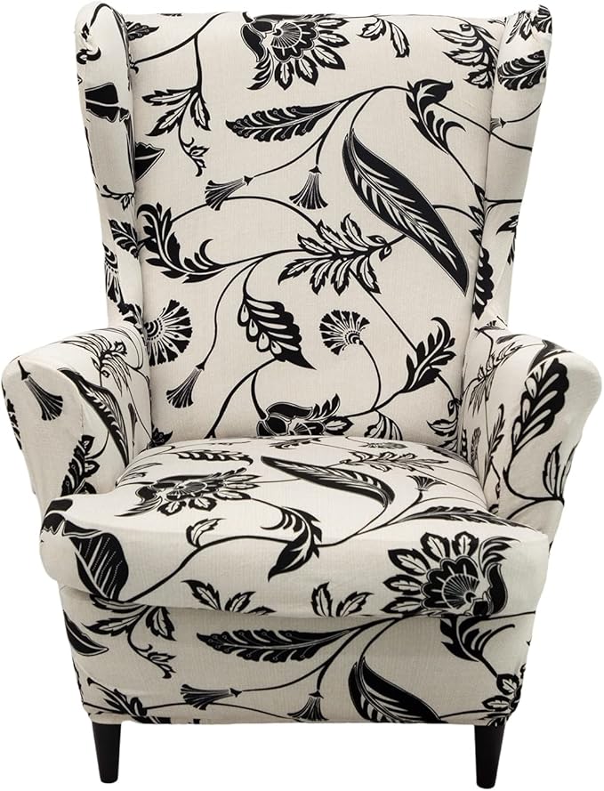 HAOYONG Wing Chair Slipcovers Printed Wingback Chair Covers 2 Pieces Wingback