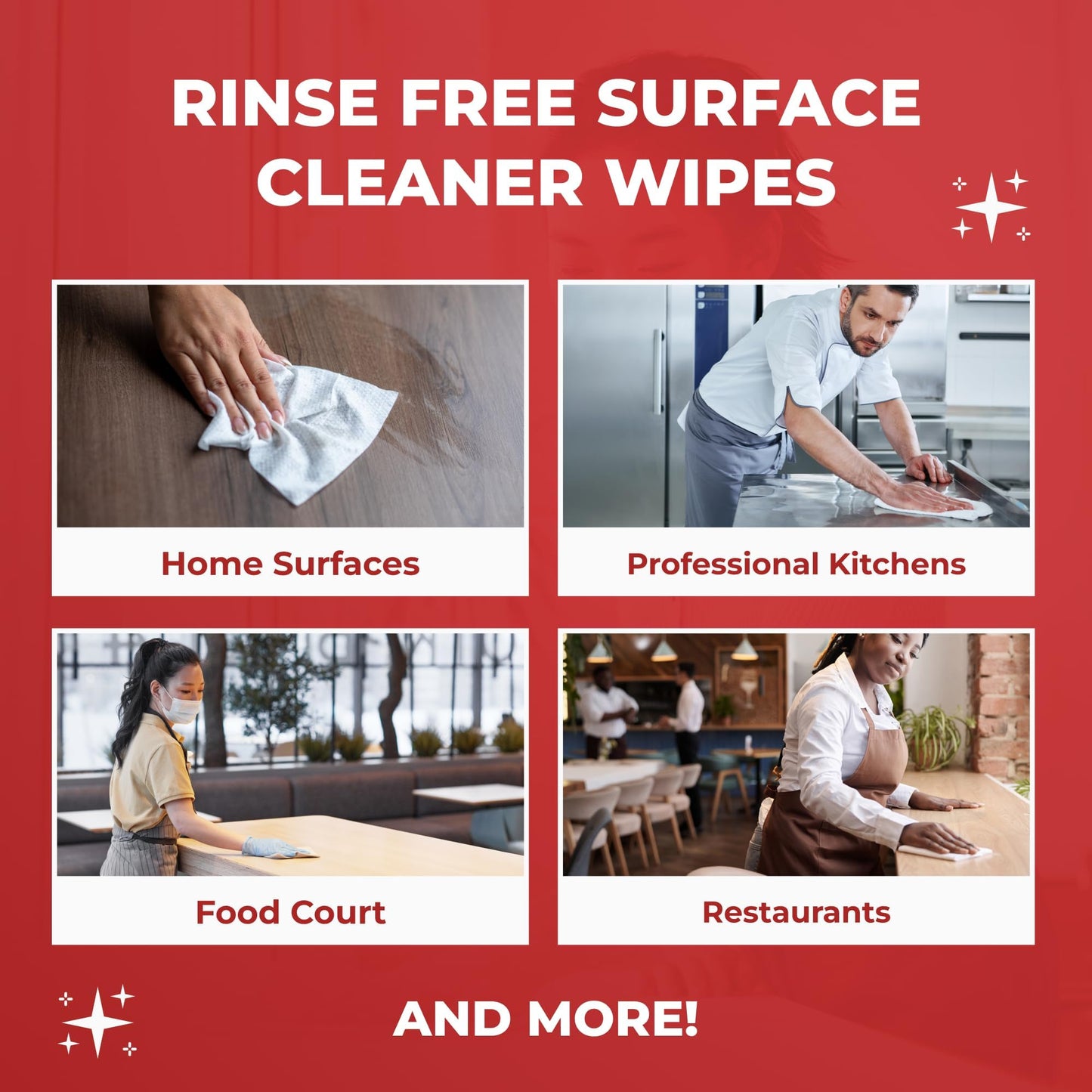 HandyClean Rinse-Free Food Contact Sanitizing Wipes Pouch, Multi Surface Cleaning Supplies for Kitchen and Professional Setting - 1 pack, 71 count