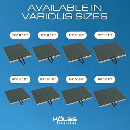 Kölbs Gel Extreme Wheelchair Cushions Seat Cushion, Coccyx, Sciatica & Tailbone Pain Relief Seating Pad Ideal for Office, Kitchen Wheelchairs and Auto, 20 x 18, 3 Inch Thick