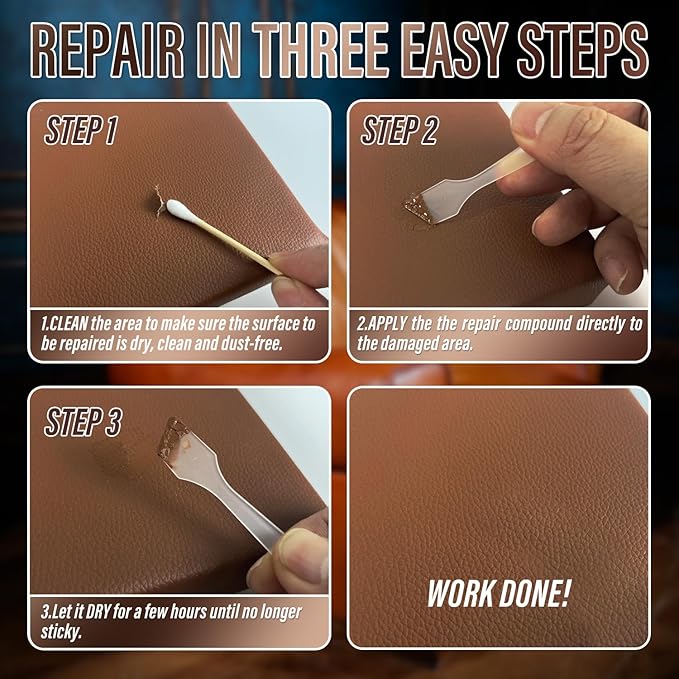 Leather Repair Kit for Furniture, Car Seats and Purse. Vinyl Repair Kit. Super