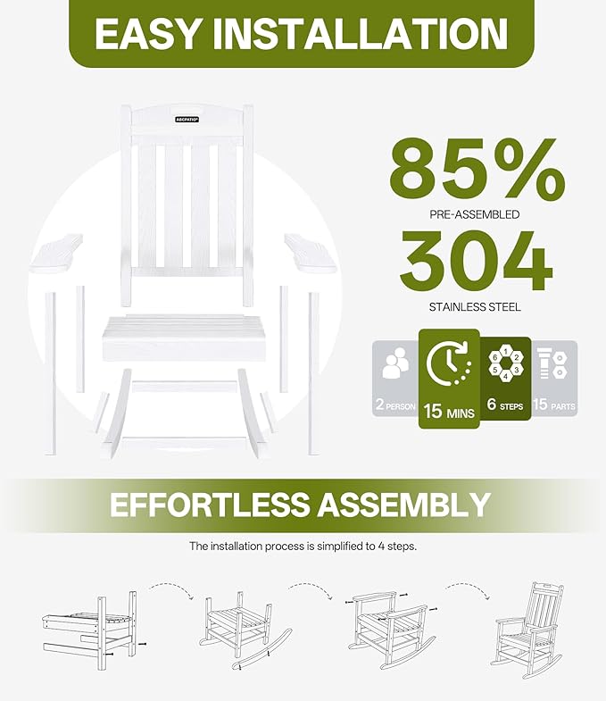 Outdoor Adirondack Rocking Chairs All-Weather HDPE Patio Rocker Chair