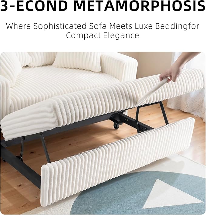3 in 1 Convertible Sofa Bed，52.8" Pull Out Couch
