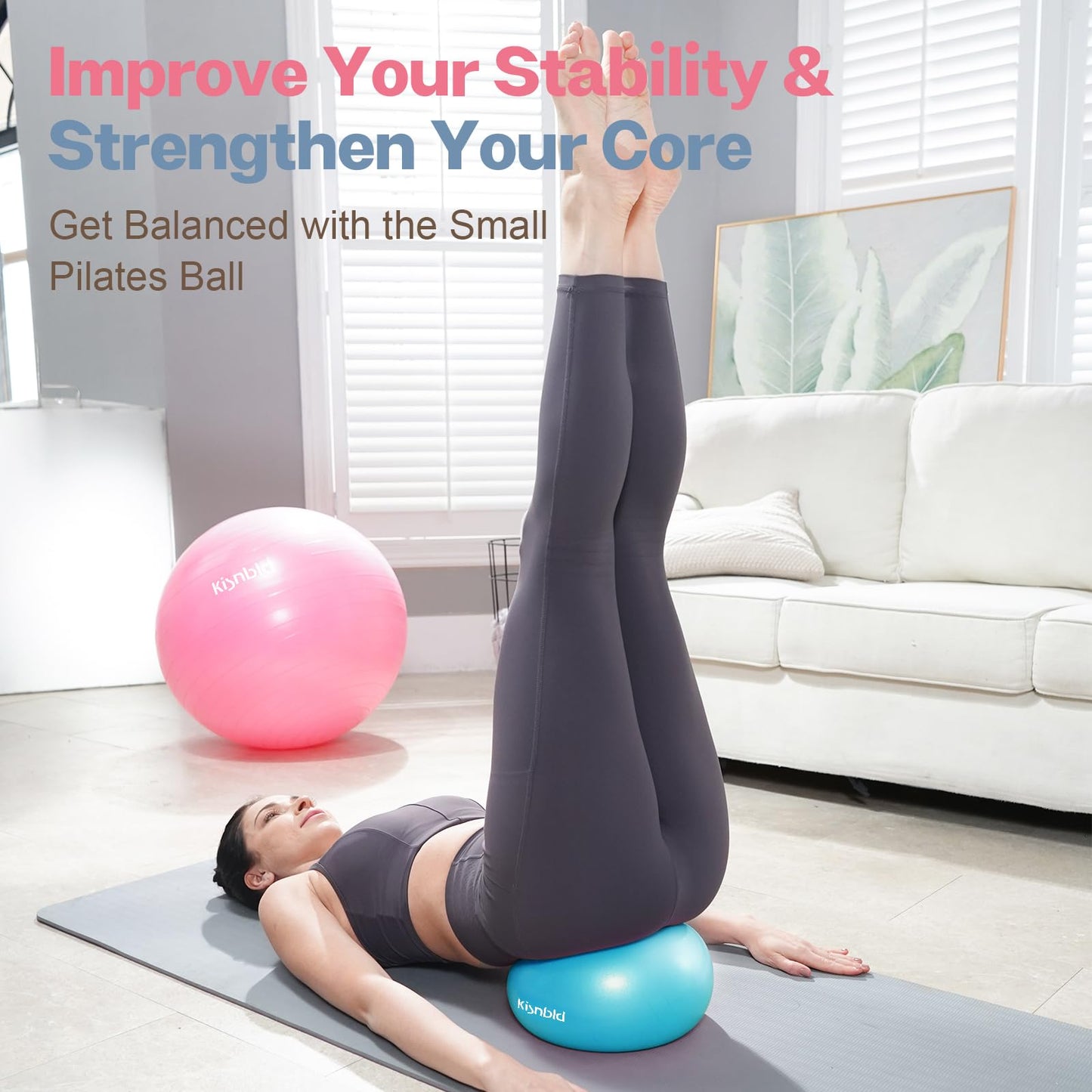 Small Exercise Ball, 9 Inch Mini Pilates Ball, Anti Burst and Slip Resistant Mini Yoga Ball for Stability, Fitness, Physical Therapy, Stretching & Core Strength Workout at Home Gym & Office